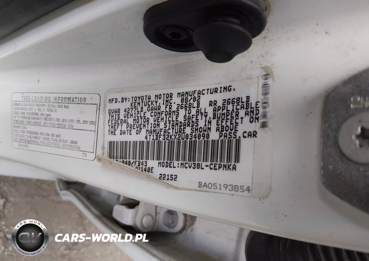 2002 Toyota Camry Le V6 VIN:4T1BF32KX2U034090 - 9