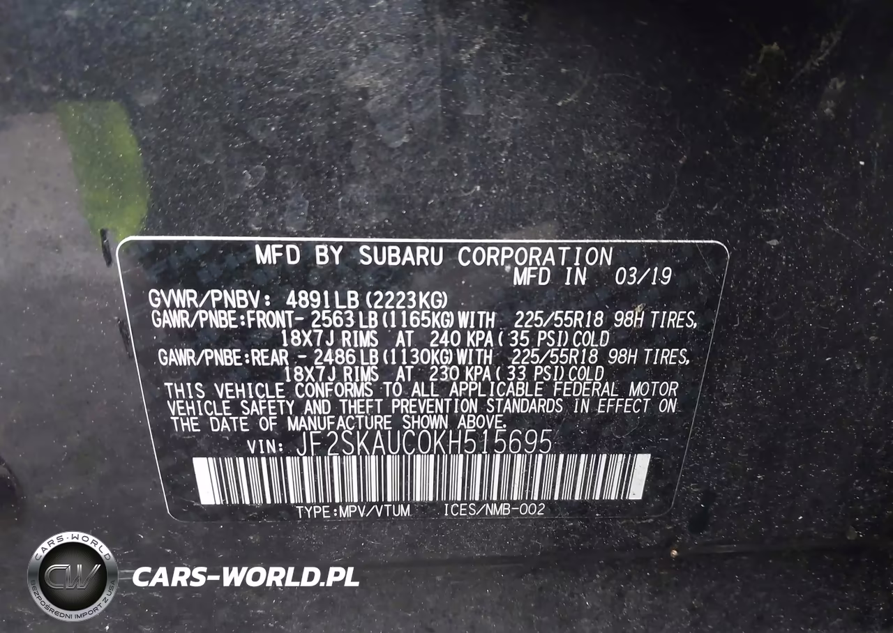 2019 Subaru Forester Limited VIN:JF2SKAUC0KH515695 - 9