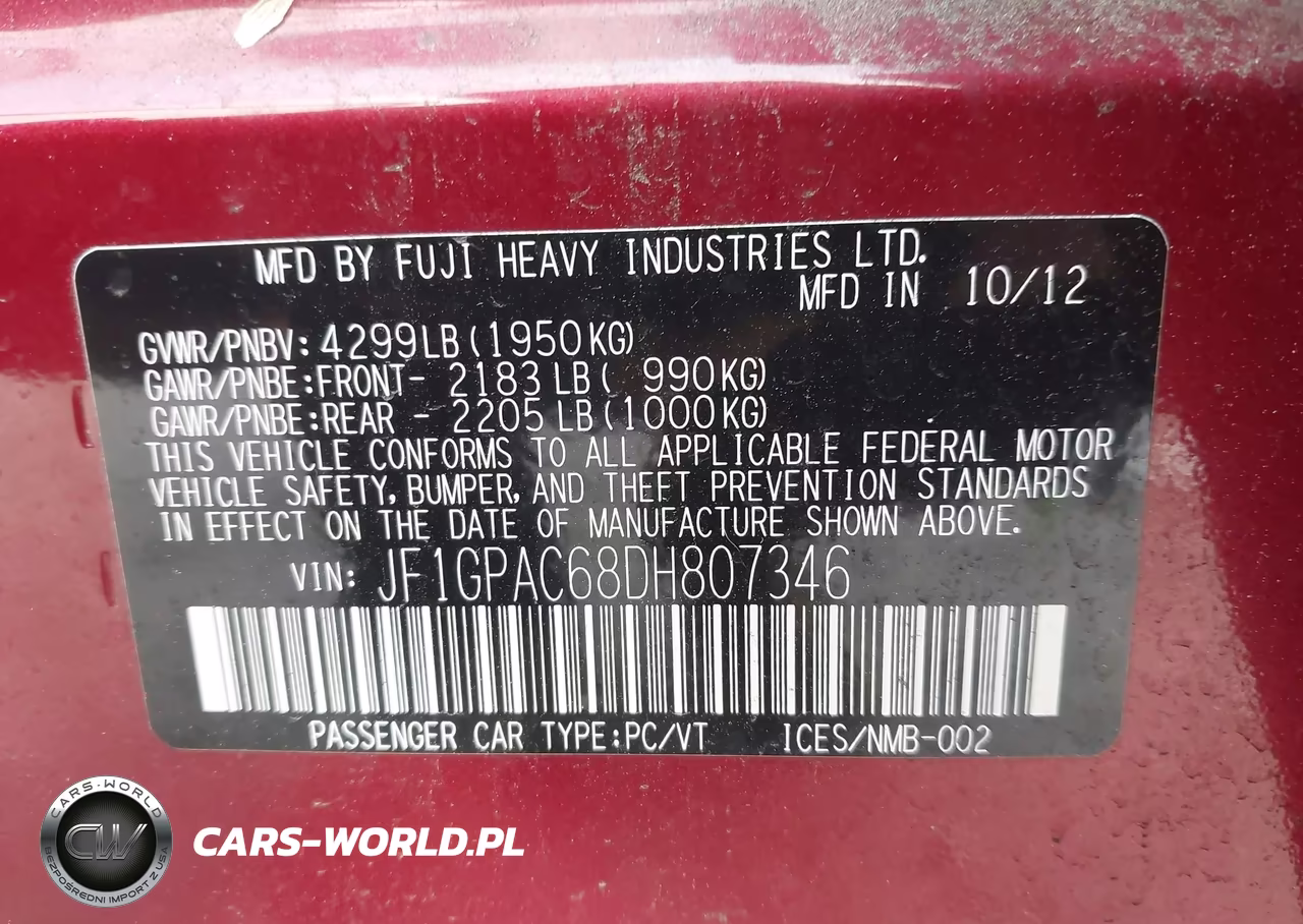 2013 Subaru Impreza 2.0I Premium VIN:JF1GPAC68DH807346 - 9
