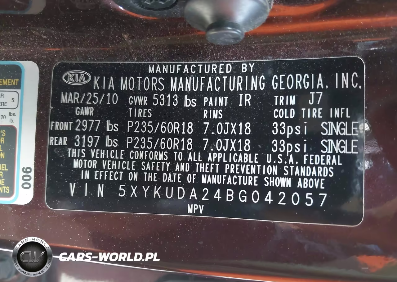 2011 Kia Sorento Ex V6 VIN:5XYKUDA24BG042057 - 9