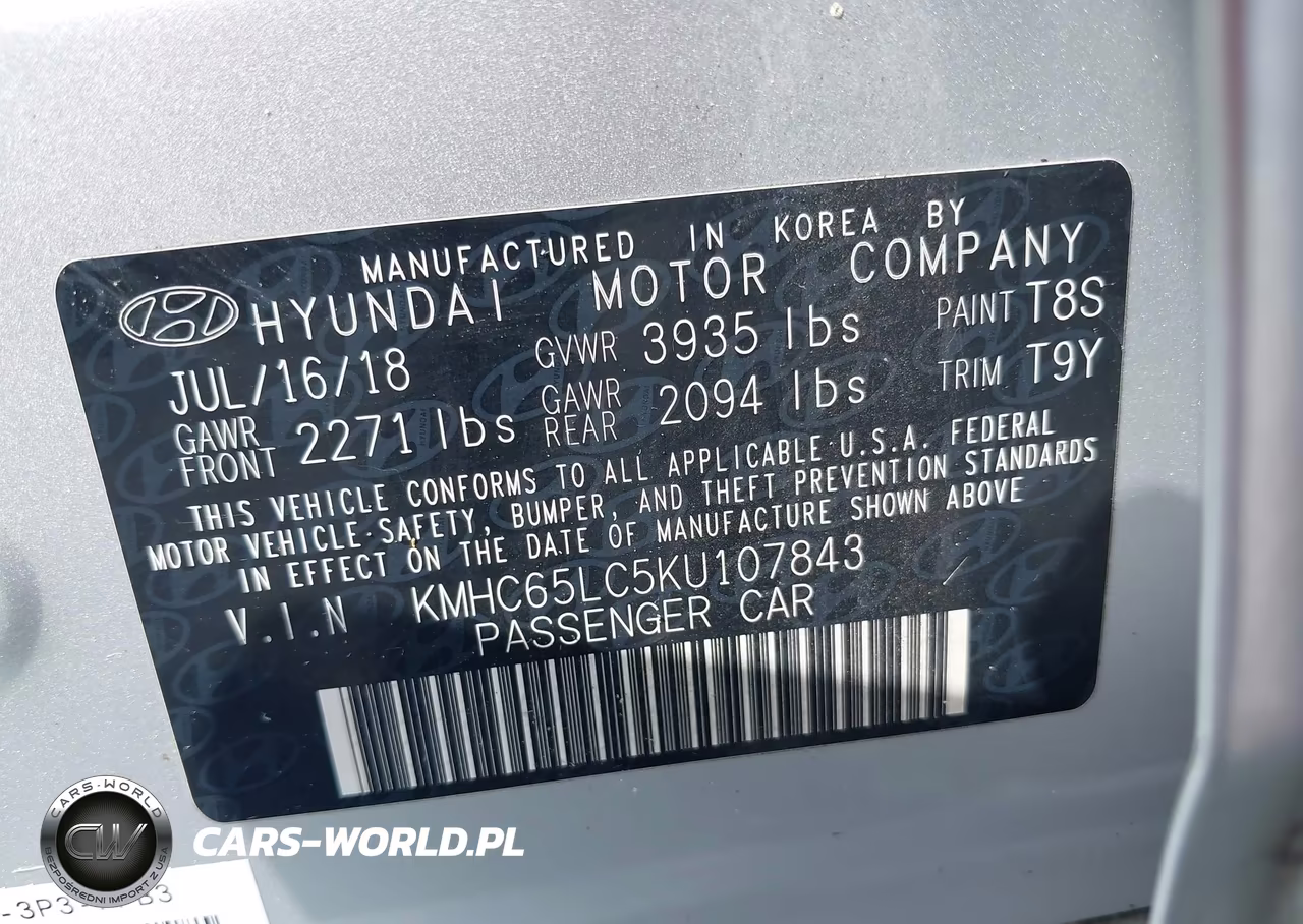 2019 Hyundai Ioniq Hybrid Blue VIN:KMHC65LC5KU107843 - 9