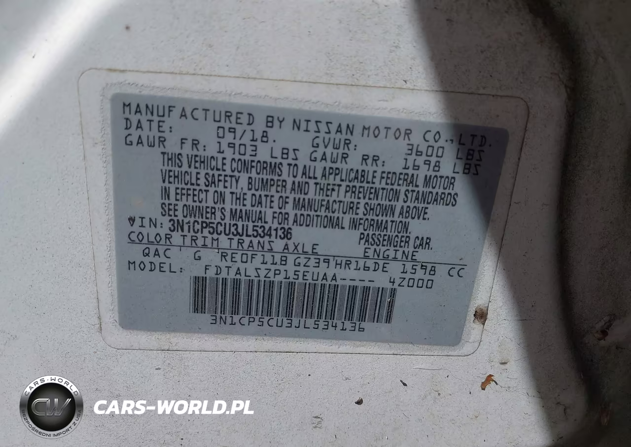 2018 Nissan Kicks Sv VIN:3N1CP5CU3JL534136 - 9
