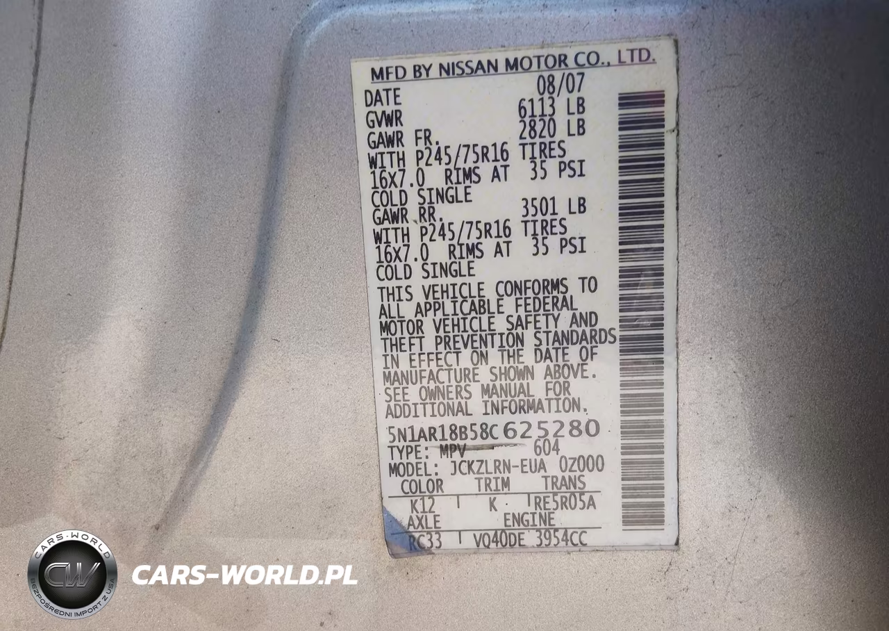 2008 Nissan Pathfinder S VIN:5N1AR18B58C625280 - 9