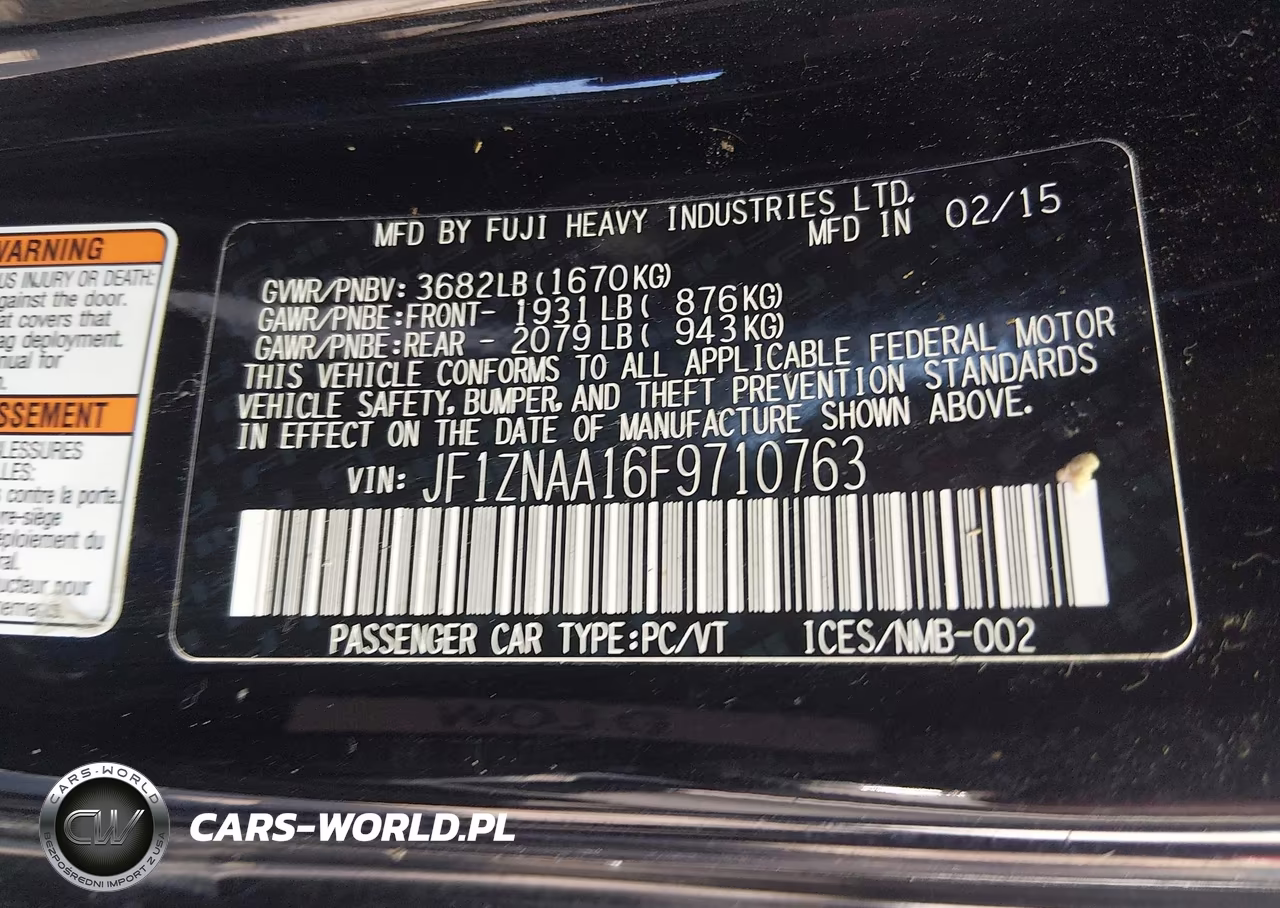 2015 Scion Fr-S VIN:JF1ZNAA16F9710763 - 9