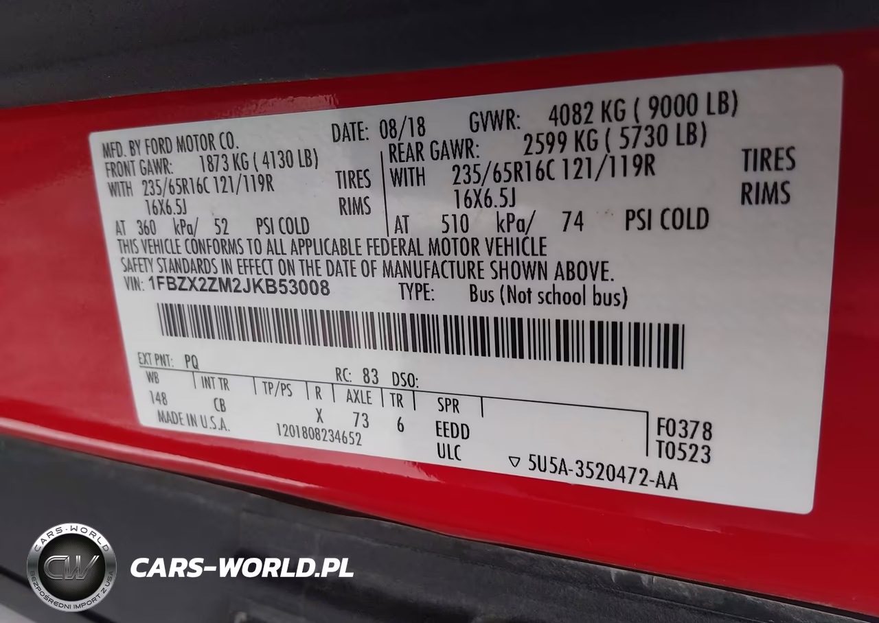 2018 Ford Transit-350 Xl VIN:1FBZX2ZM2JKB53008 - 9