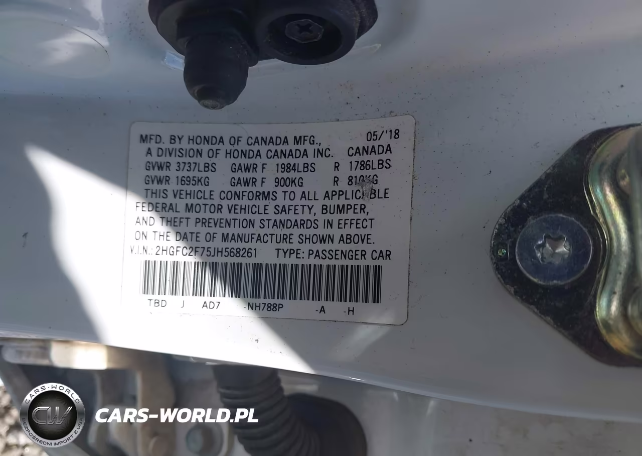 2018 Honda Civic Ex VIN:2HGFC2F75JH568261 - 9