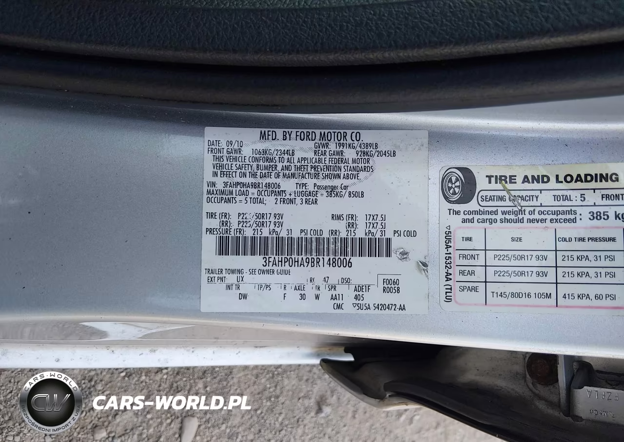 2011 Ford Fusion Se VIN:3FAHP0HA9BR148006 - 9