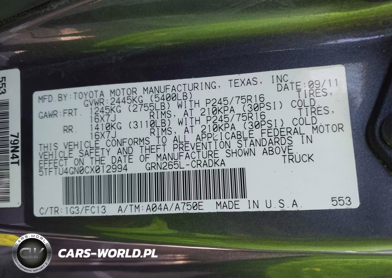 2012 Toyota Tacoma Prerunner V6 VIN:5TFTU4GN0CX012994 - 9