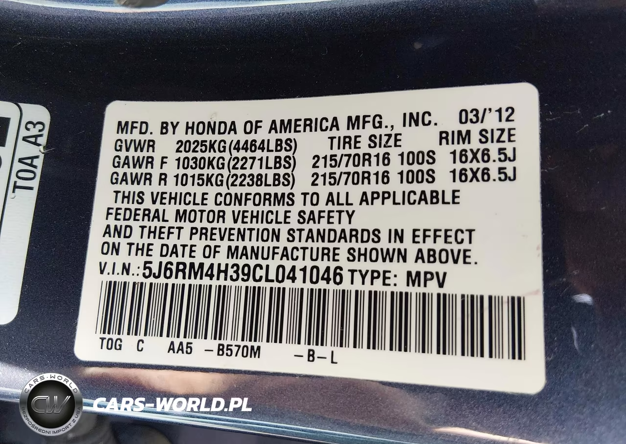 2012 Honda Cr-V Lx VIN:5J6RM4H39CL041046 - 9