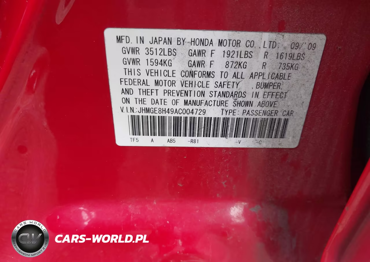 2010 Honda Fit Sport VIN:JHMGE8H49AC004729 - 9