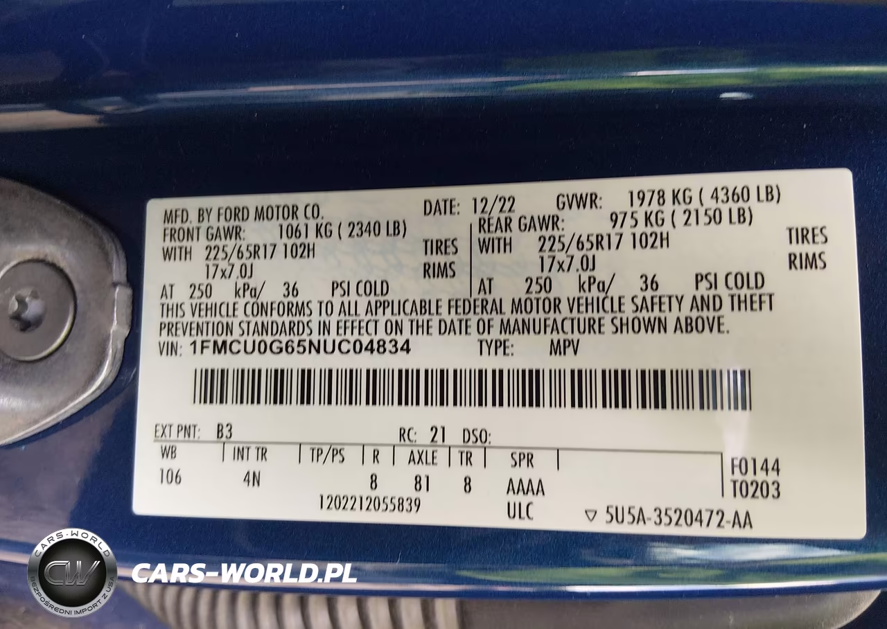 2022 Ford Escape Se VIN:1FMCU0G65NUC04834 - 9