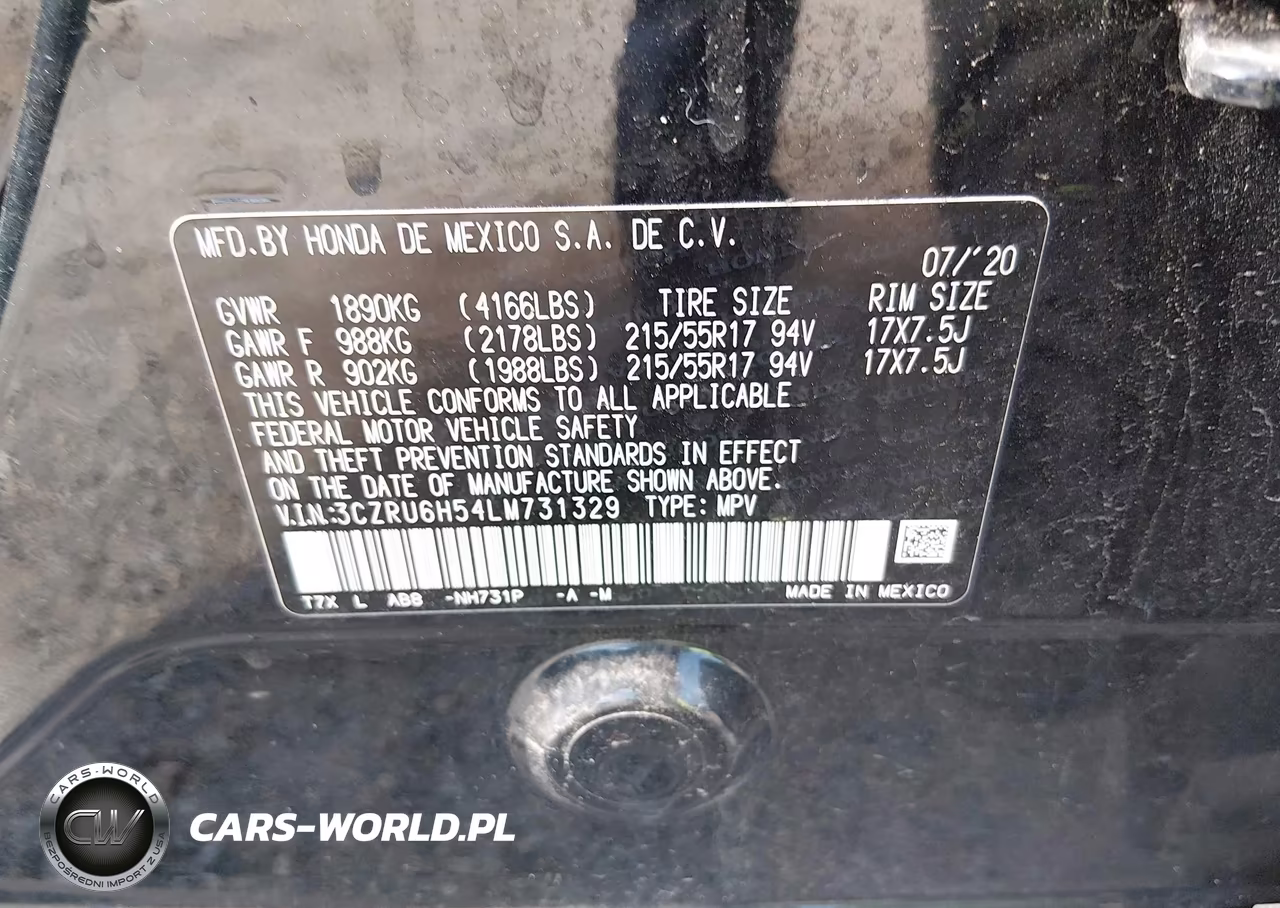 2020 Honda Hr-V Awd Ex VIN:3CZRU6H54LM731329 - 9