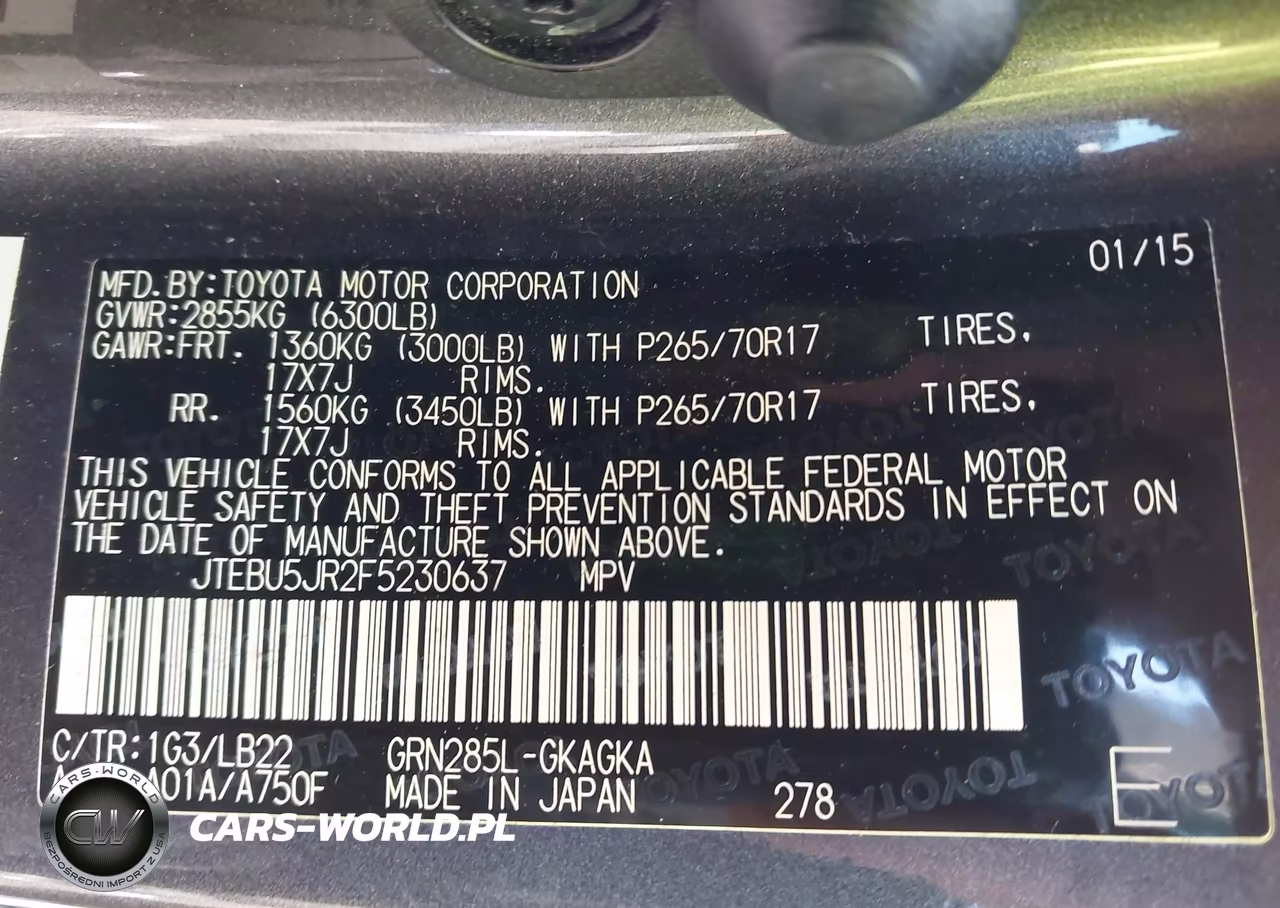 2015 Toyota 4Runner Sr5 Premium VIN:JTEBU5JR2F5230637 - 9