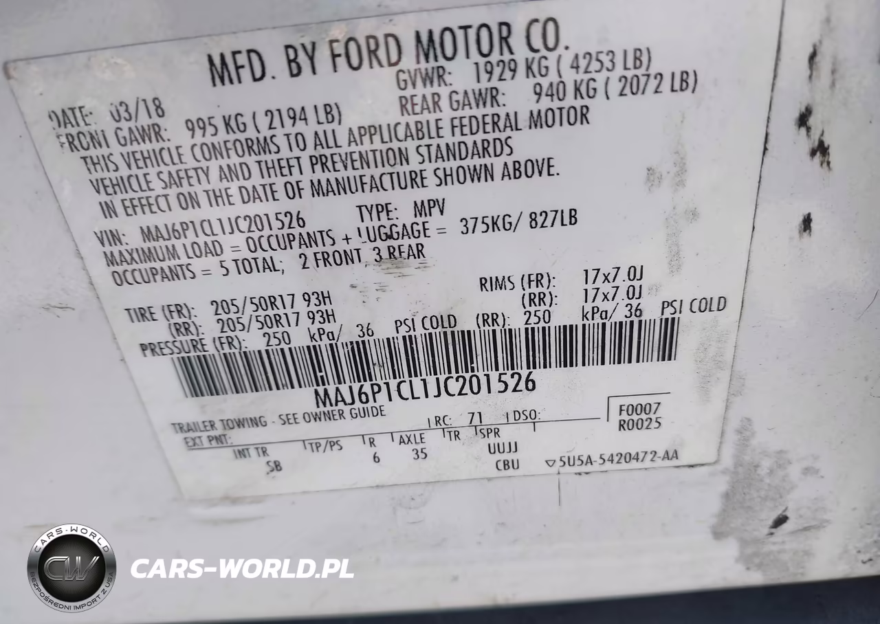 2018 Ford Ecosport Ses VIN:MAJ6P1CL1JC201526 - 9