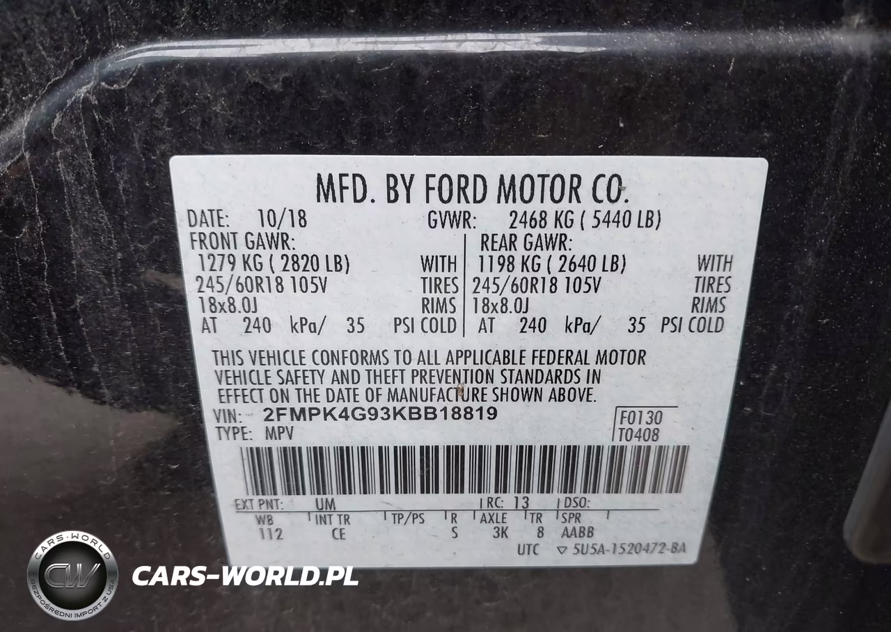2019 Ford Edge Se VIN:2FMPK4G93KBB18819 - 9