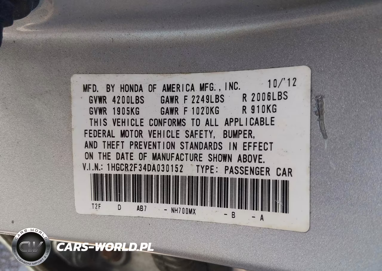 2013 Honda Accord Lx VIN:1HGCR2F34DA030152 - 9
