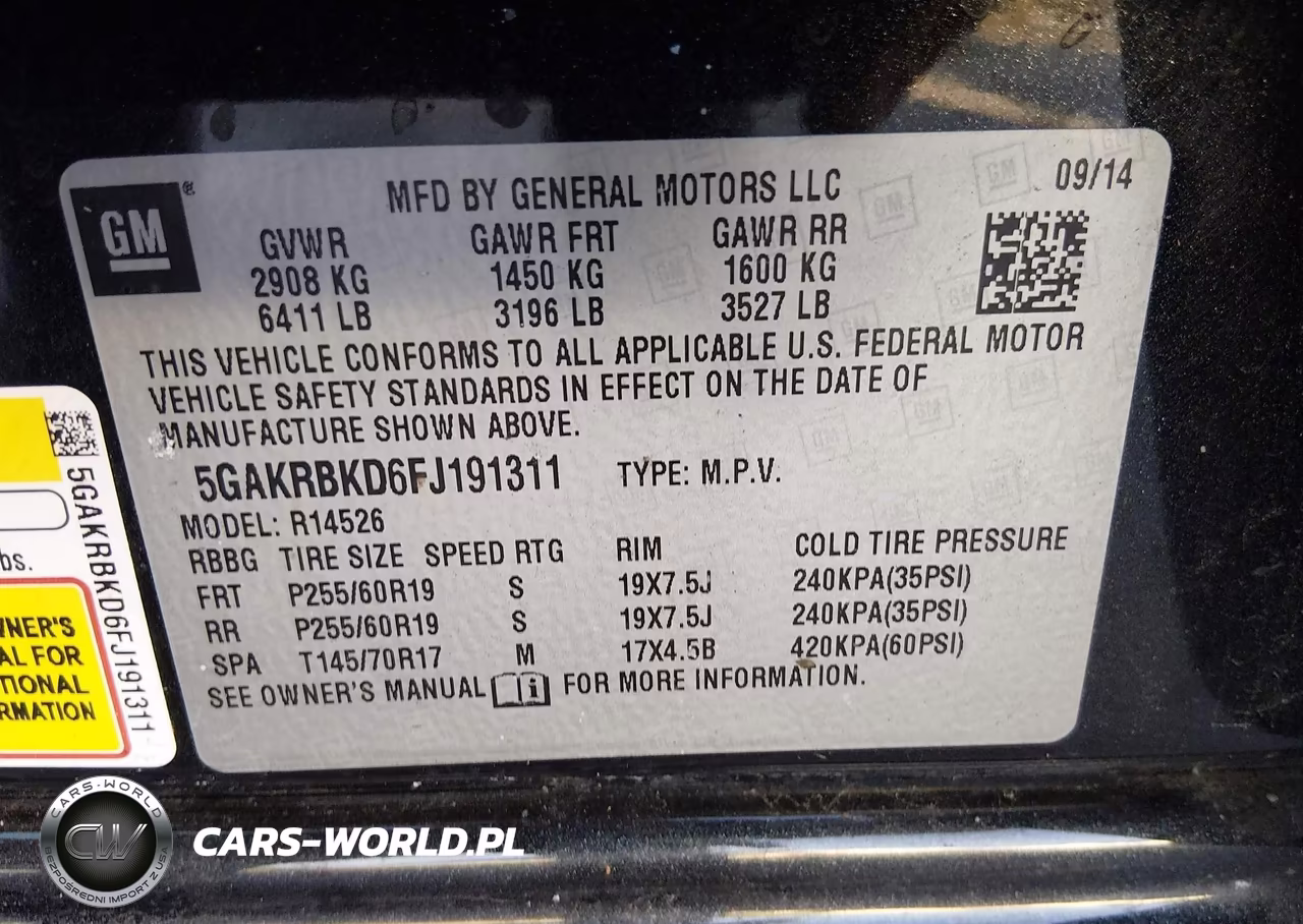 2015 Buick Enclave Leather VIN:5GAKRBKD6FJ191311 - 9
