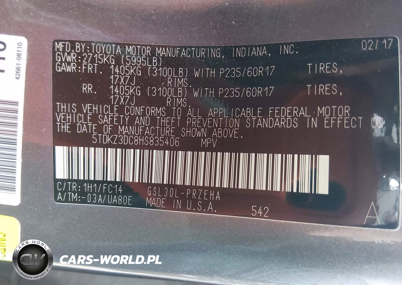 2017 Toyota Sienna Le 8 Passenger VIN:5TDKZ3DC8HS835406 - 9