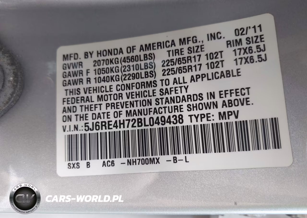 2011 Honda Cr-V Ex-L VIN:5J6RE4H72BL049438 - 9