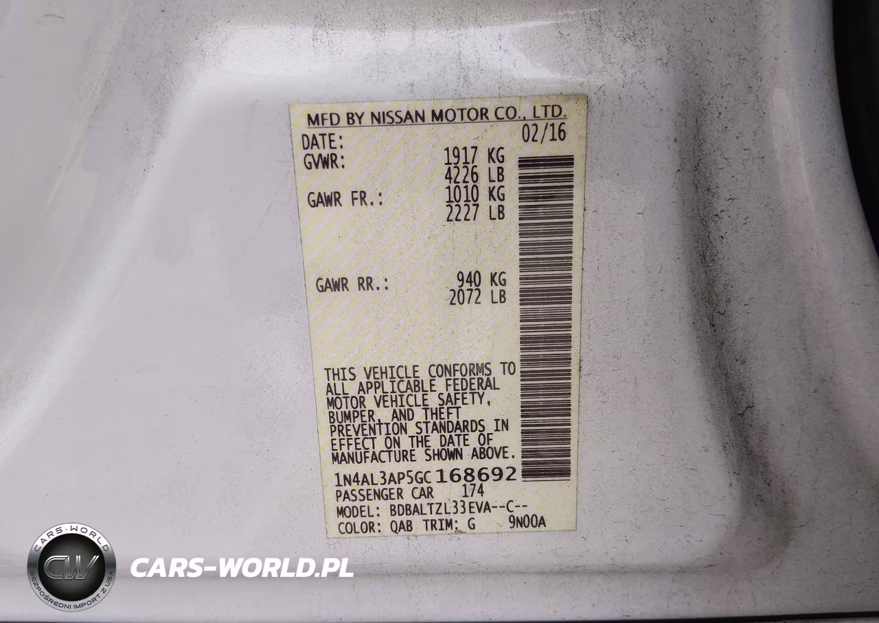 2016 Nissan Altima 2.5 Sl VIN:1N4AL3AP5GC168692 - 9