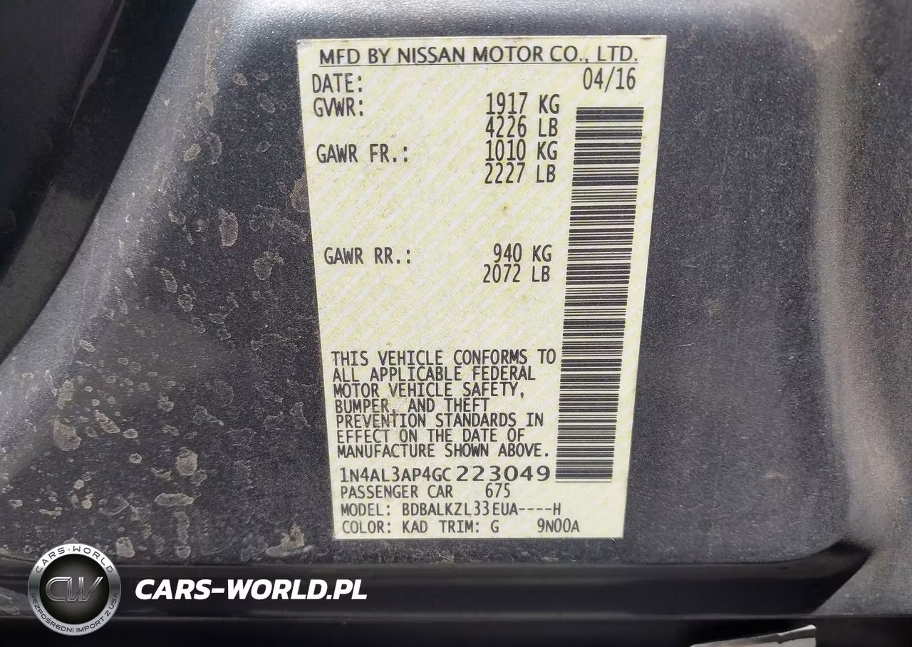 2016 Nissan Altima 2.5 Sv VIN:1N4AL3AP4GC223049 - 9