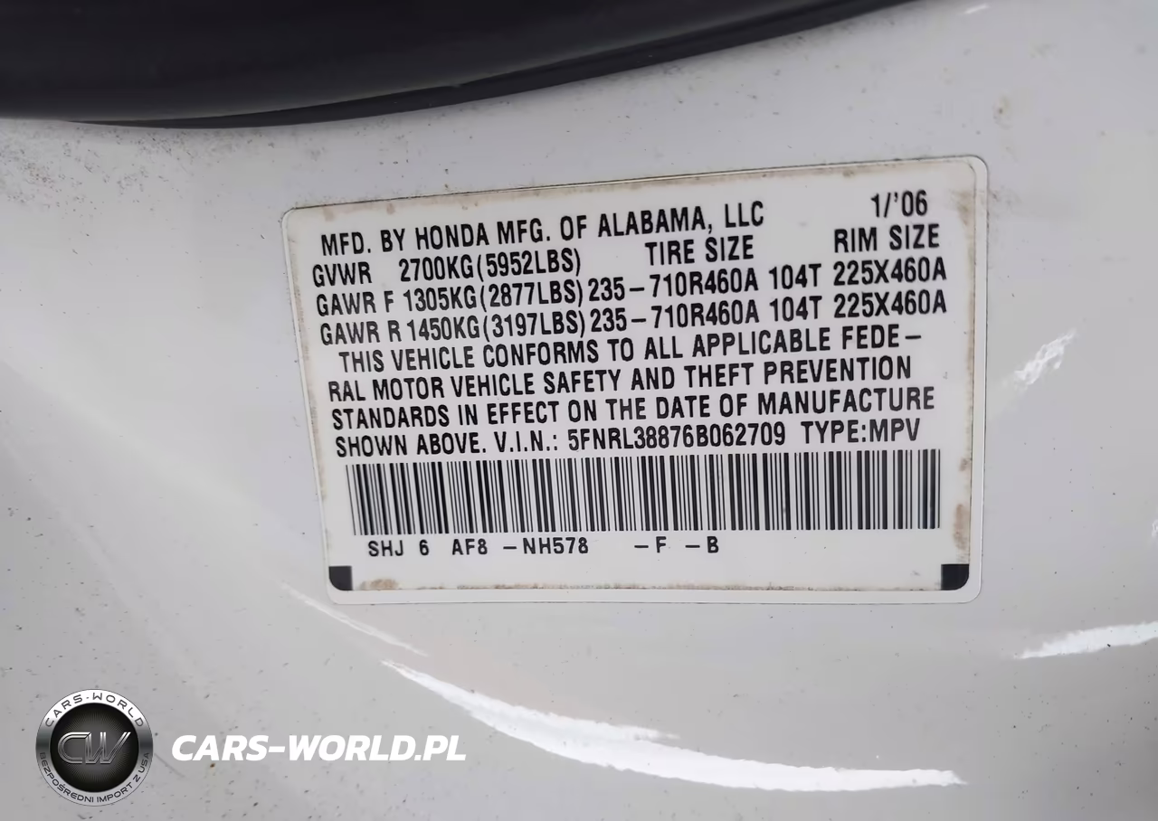 2006 Honda Odyssey Touring VIN:5FNRL38876B062709 - 9