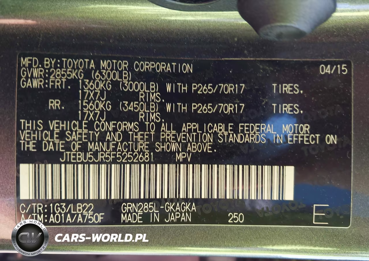 2015 Toyota 4Runner Sr5 Premium VIN:JTEBU5JR5F5252681 - 9