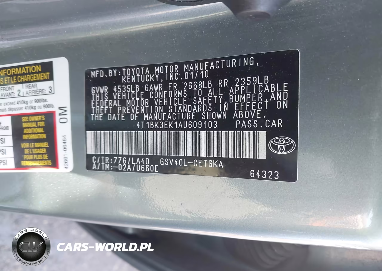 2010 Toyota Camry Xle V6 VIN:4T1BK3EK1AU609103 - 9
