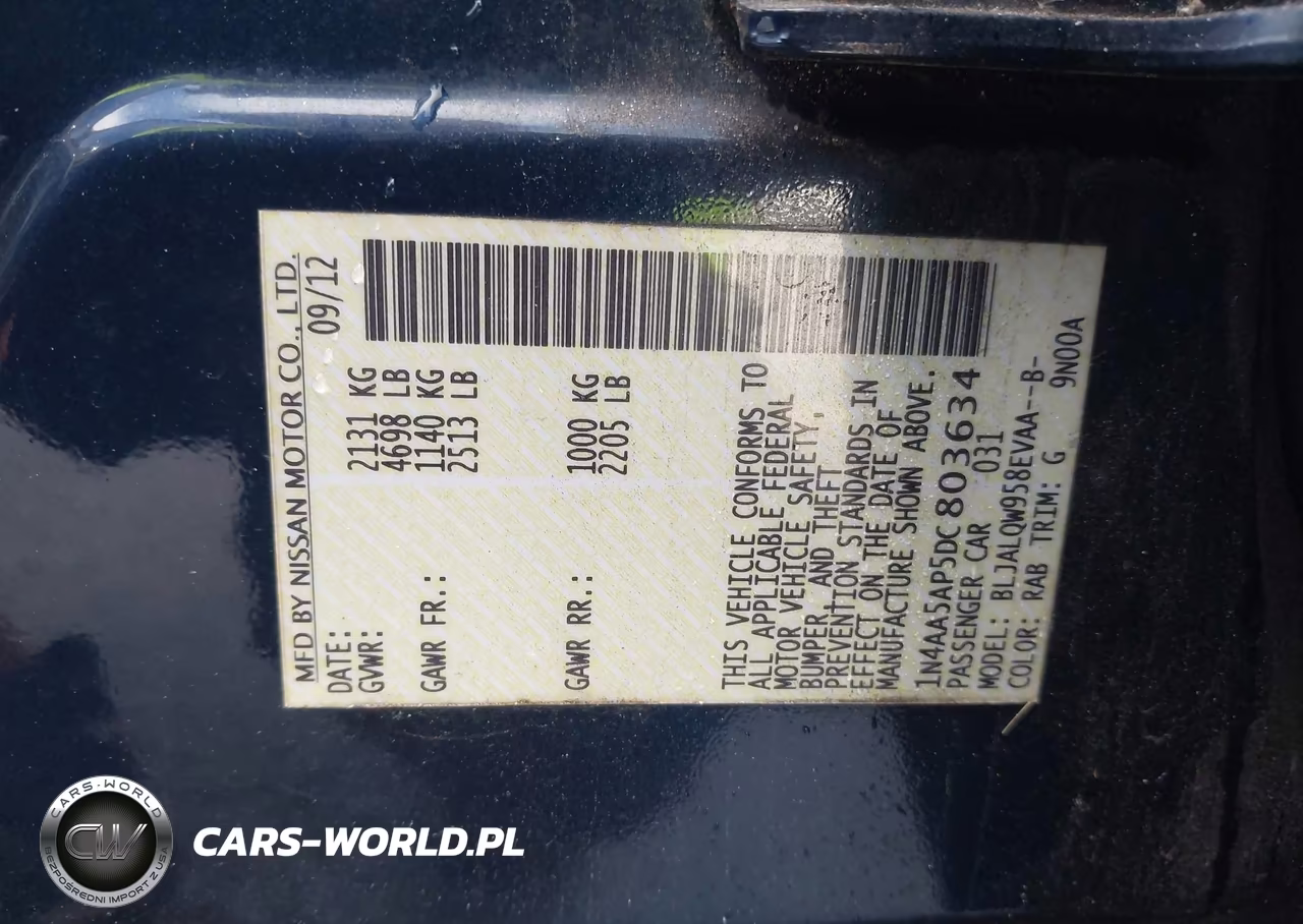 2013 Nissan Maxima 3.5 S VIN:1N4AA5AP5DC803634 - 9