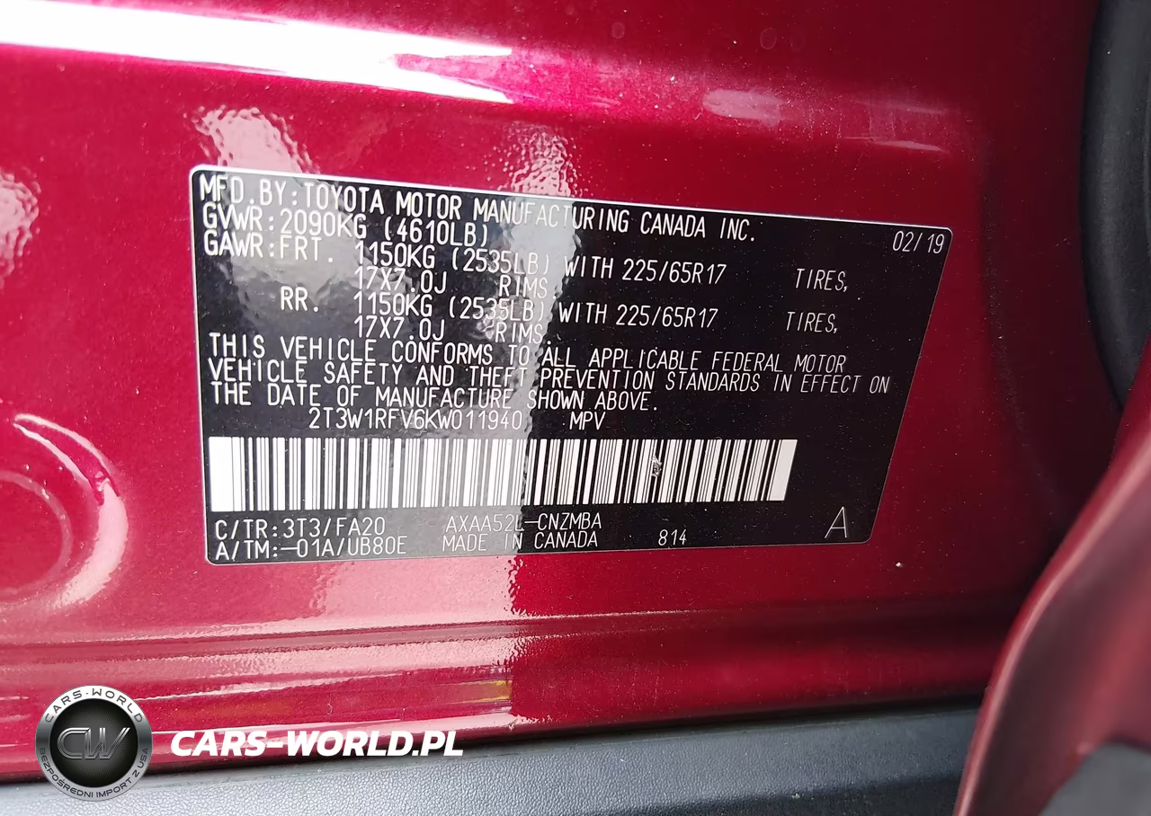 2019 Toyota Rav4 Xle VIN:2T3W1RFV6KW011940 - 9