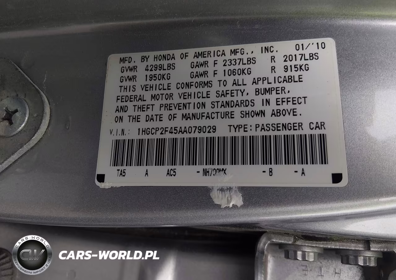 2010 Honda Accord 2.4 Lx-P VIN:1HGCP2F45AA079029 - 9