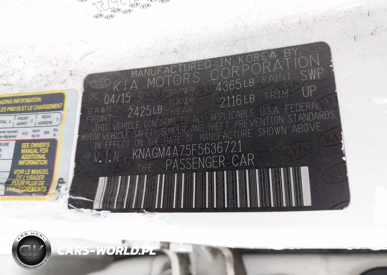 2015 Kia Optima Lx VIN:KNAGM4A75F5636721 - 9