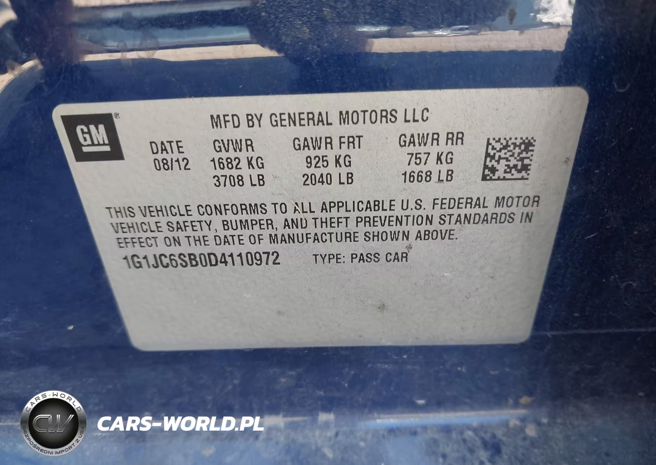 2013 Chevrolet Sonic Lt Auto VIN:1G1JC6SB0D4110972 - 9