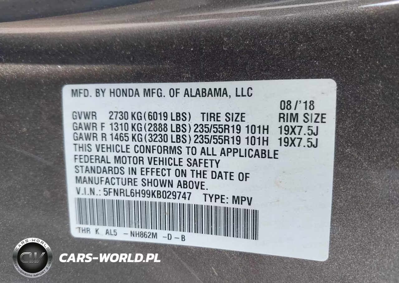 2019 Honda Odyssey Elite VIN:5FNRL6H99KB029747 - 9