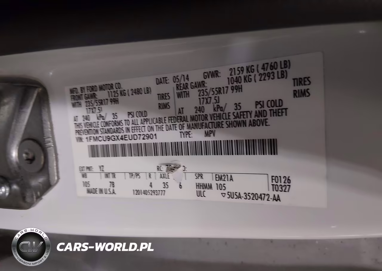 2014 Ford Escape Se VIN:1FMCU9GX4EUD72901 - 9
