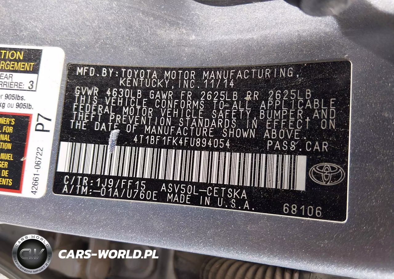 2015 Toyota Camry Se VIN:4T1BF1FK4FU894054 - 9