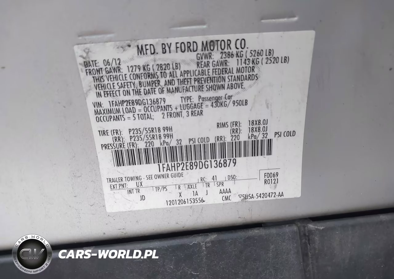 2013 Ford Taurus Sel VIN:1FAHP2E89DG136879 - 9