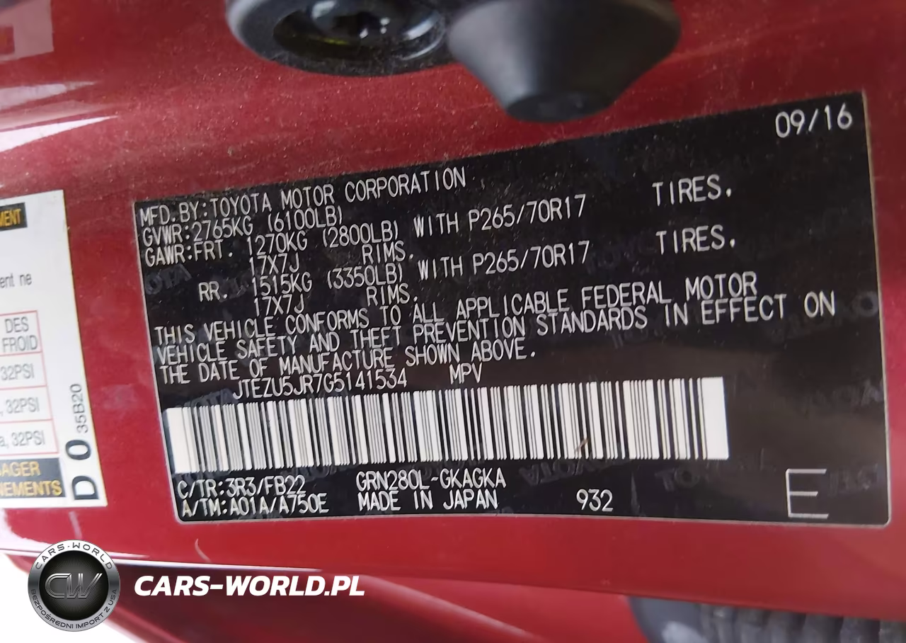 2016 Toyota 4Runner Sr5 VIN:JTEZU5JR7G5141534 - 9