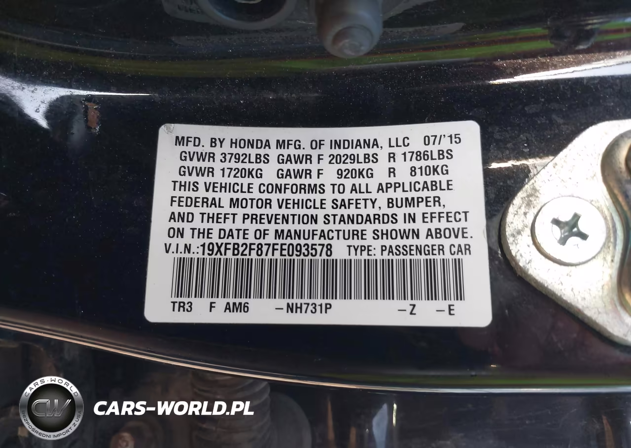 2015 Honda Civic Ex VIN:19XFB2F87FE093578 - 9