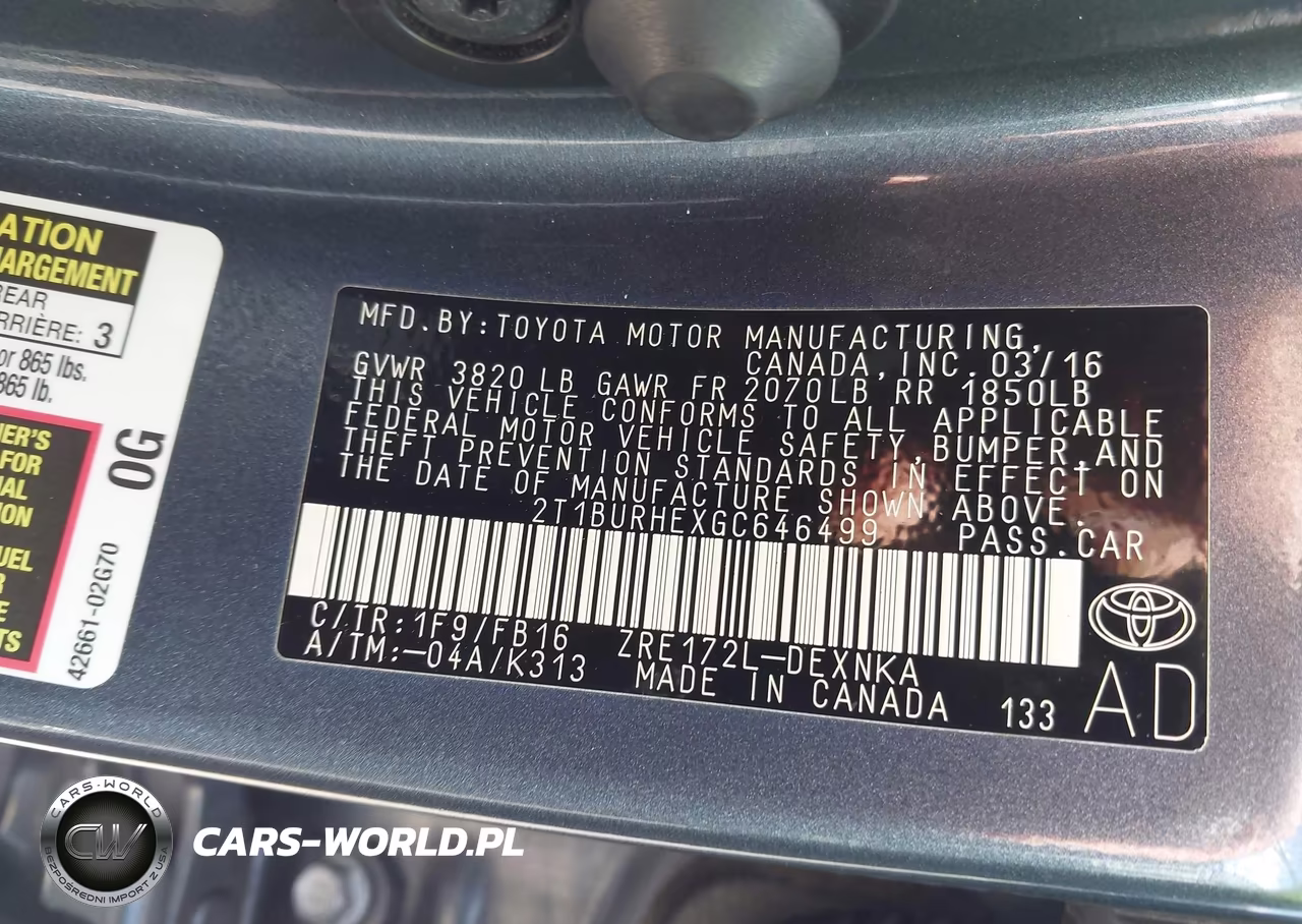 2016 Toyota Corolla Le VIN:2T1BURHEXGC646499 - 9