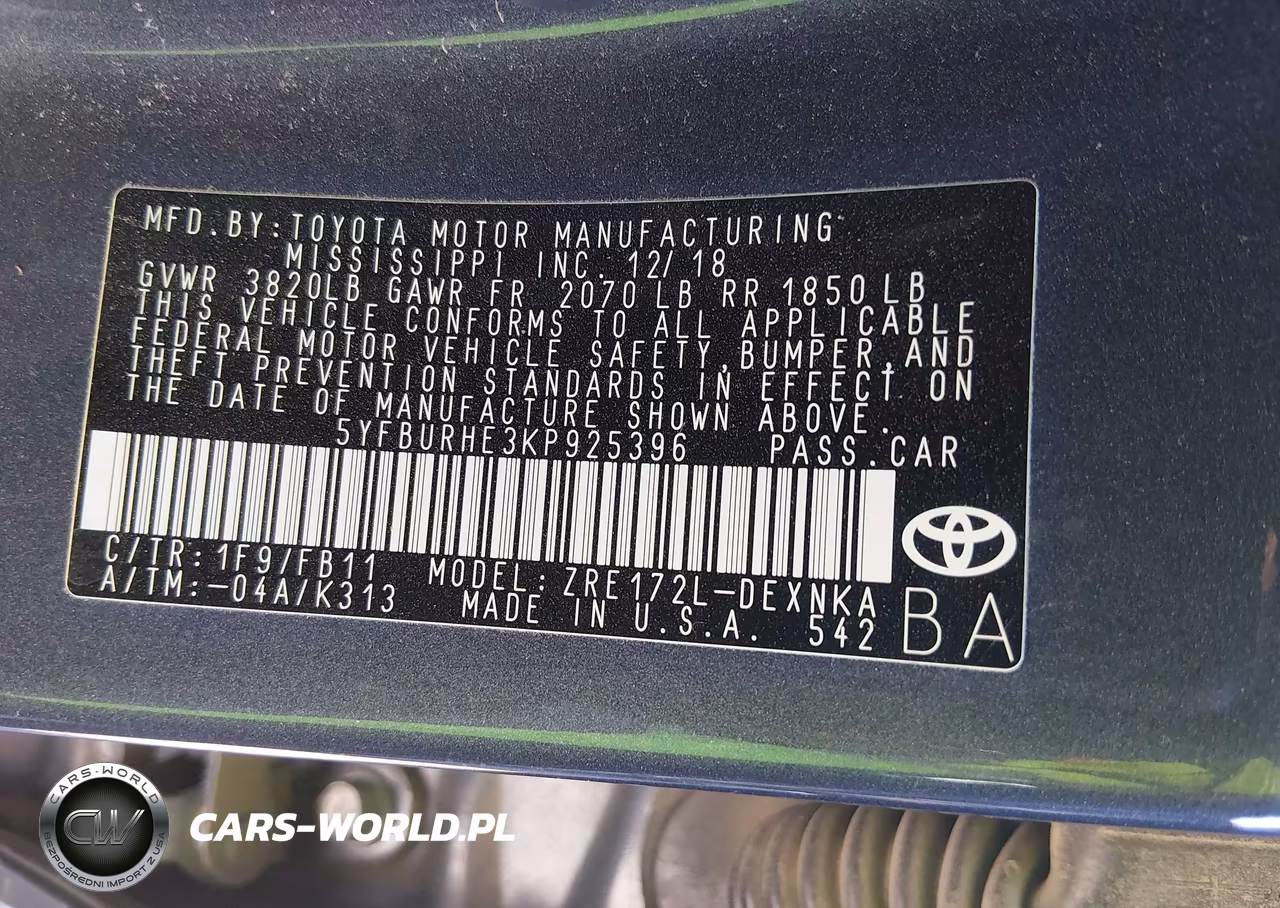 2019 Toyota Corolla Le VIN:5YFBURHE3KP925396 - 9