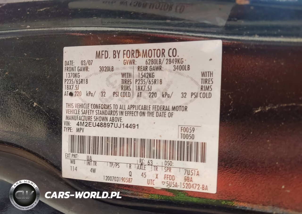2007 Mercury Mountaineer Premier VIN:4M2EU48897UJ14491 - 9