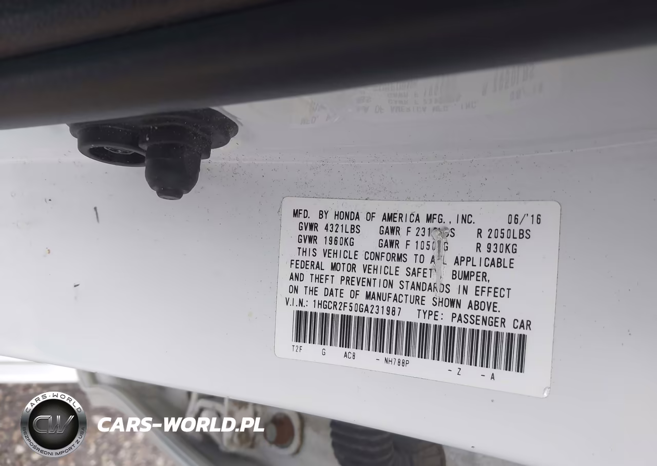 2016 Honda Accord Sport VIN:1HGCR2F50GA231987 - 9