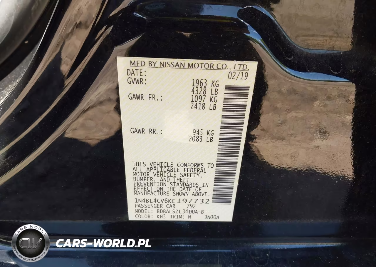 2019 Nissan Altima 2.5 Sr VIN:1N4BL4CV6KC197732 - 9
