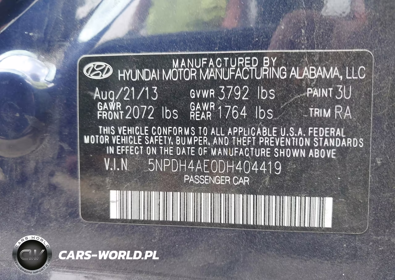 2013 Hyundai Elantra Gls VIN:5NPDH4AE0DH404419 - 9