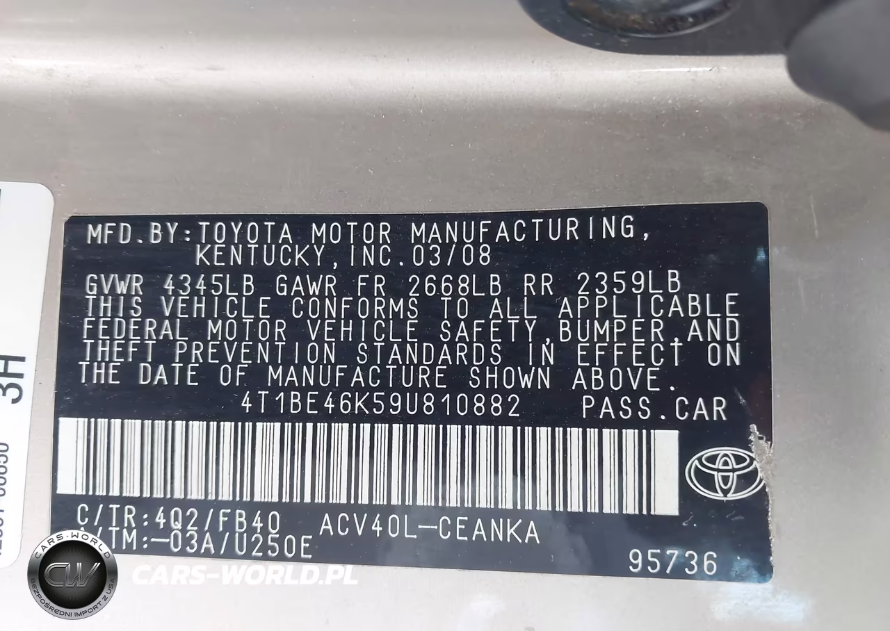 2009 Toyota Camry Le VIN:4T1BE46K59U810882 - 9