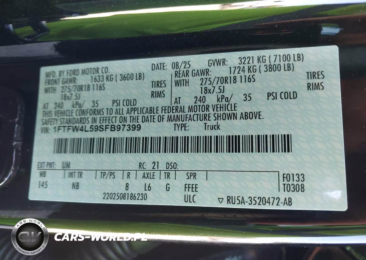 2025 Ford F-150 Tremor VIN:1FTFW4L59SFB97399 - 9