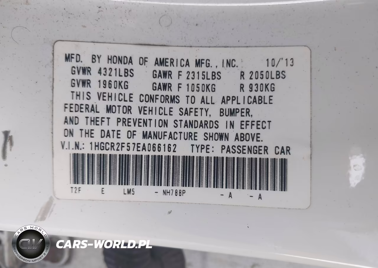 2014 Honda Accord Sport VIN:1HGCR2F57EA066162 - 9