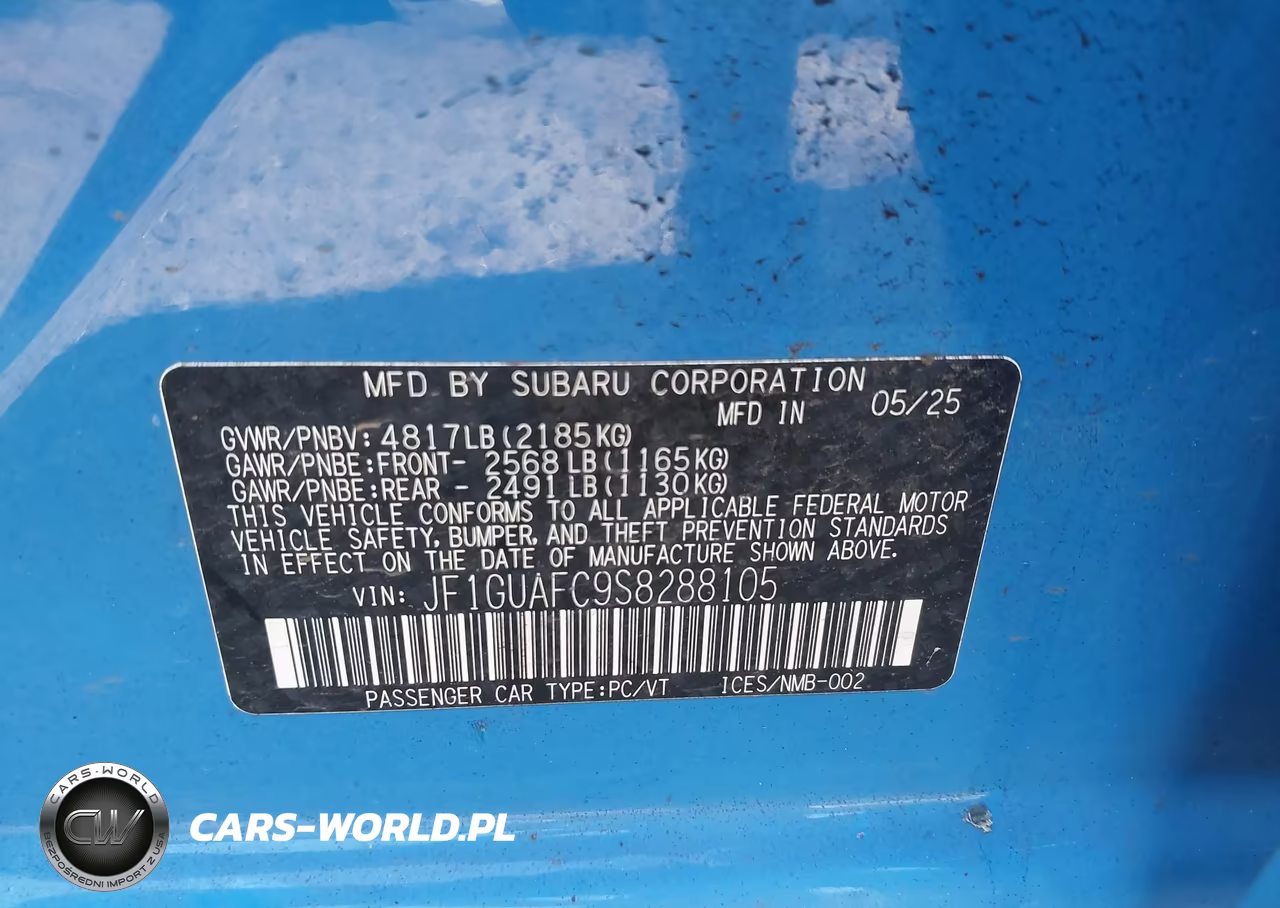 2025 Subaru Impreza Sport 5-Door VIN:JF1GUAFC9S8288105 - 9