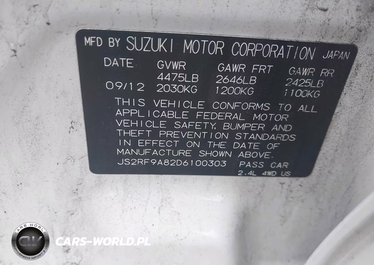 2013 Suzuki Kizashi Sport Sls VIN:JS2RF9A82D6100303 - 9